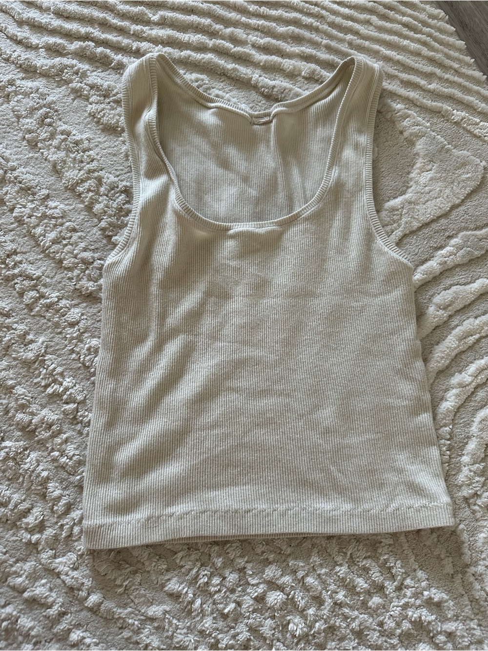 SKIMS cropped Ribbed Scoop Tank Top in Neutral Cream